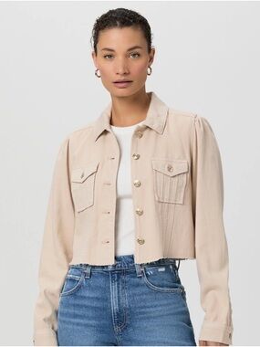 PAIGE Cropped Black Pacey Denim Shirt Jacket